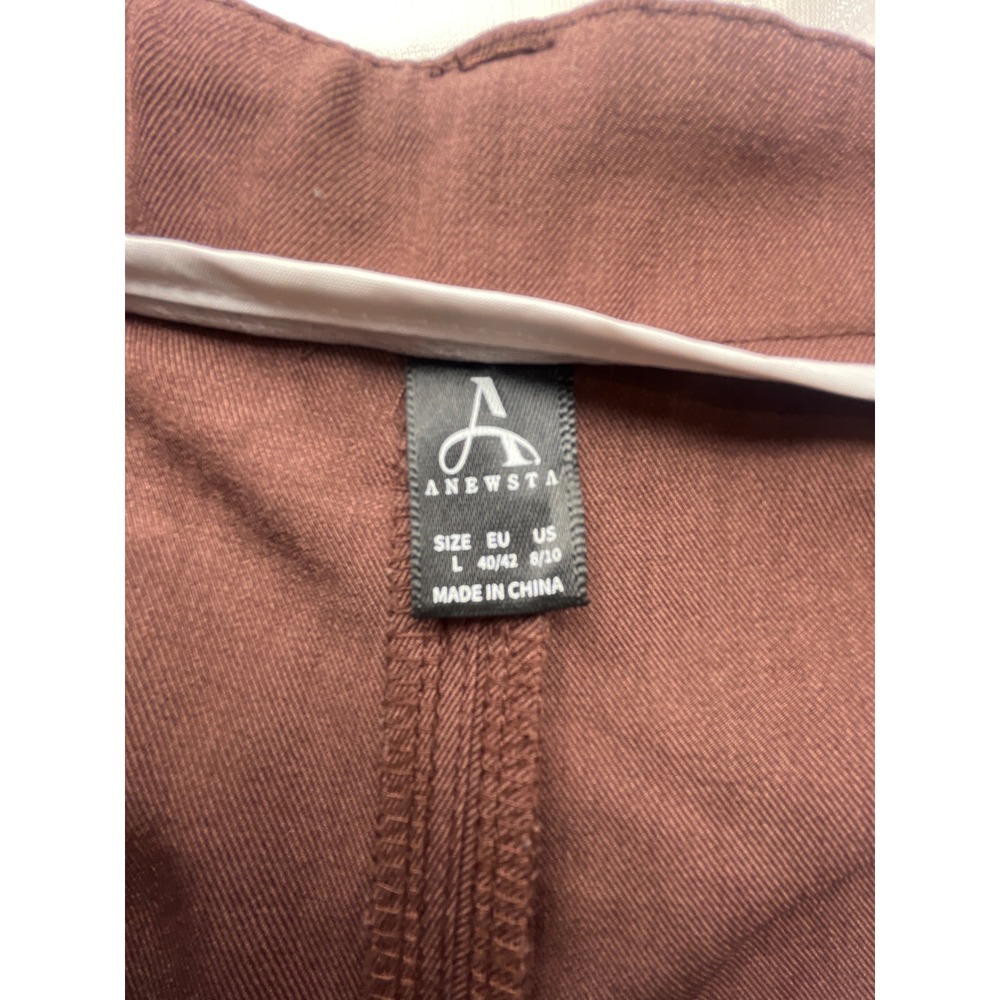 Anewsta Womens High Waisted Extra Wide Leg Pleated Trousers Dark Brown L 8/10 - Picture 7 of 12